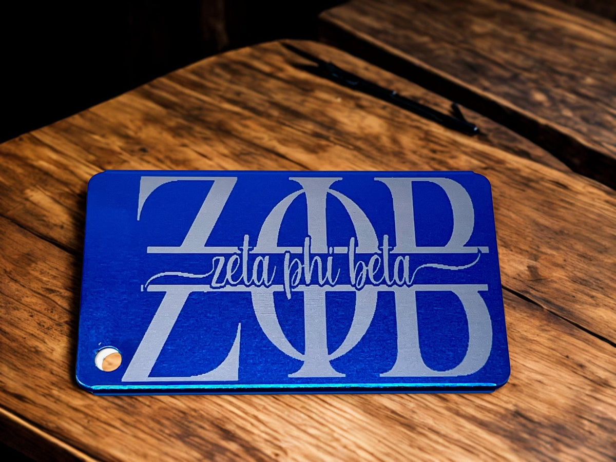 Zeta Phi Beta Laser Cut Metal Luggage Tag: Travel Accessory