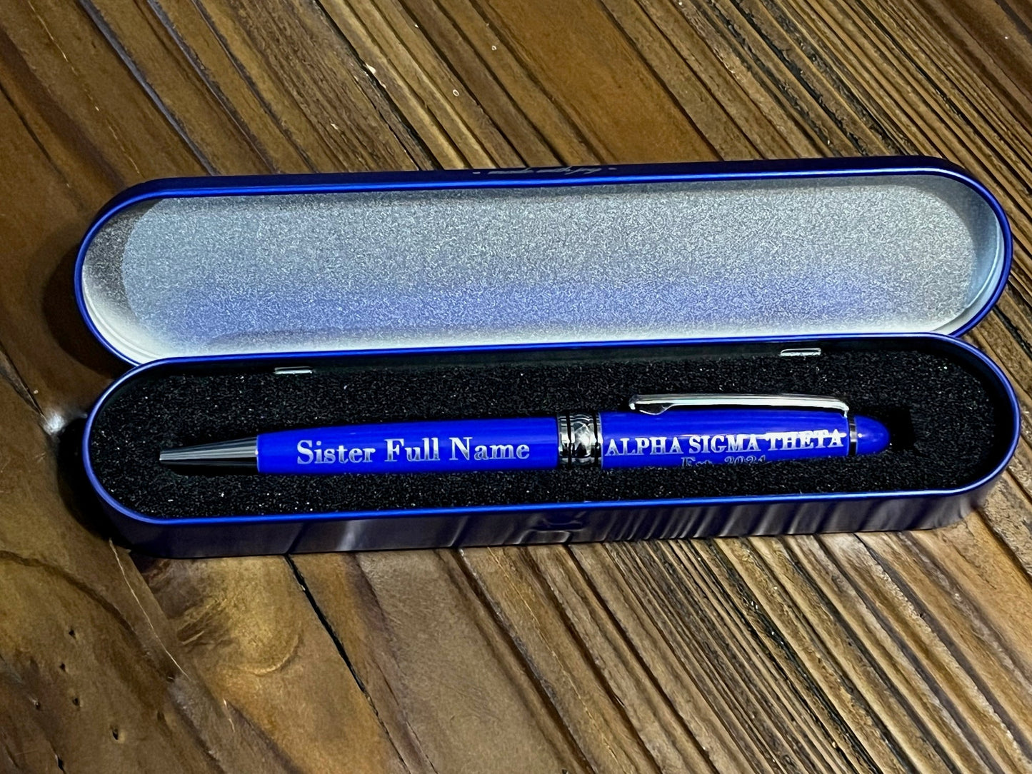 Alpha Sigma Theta Sorority Pen w Case