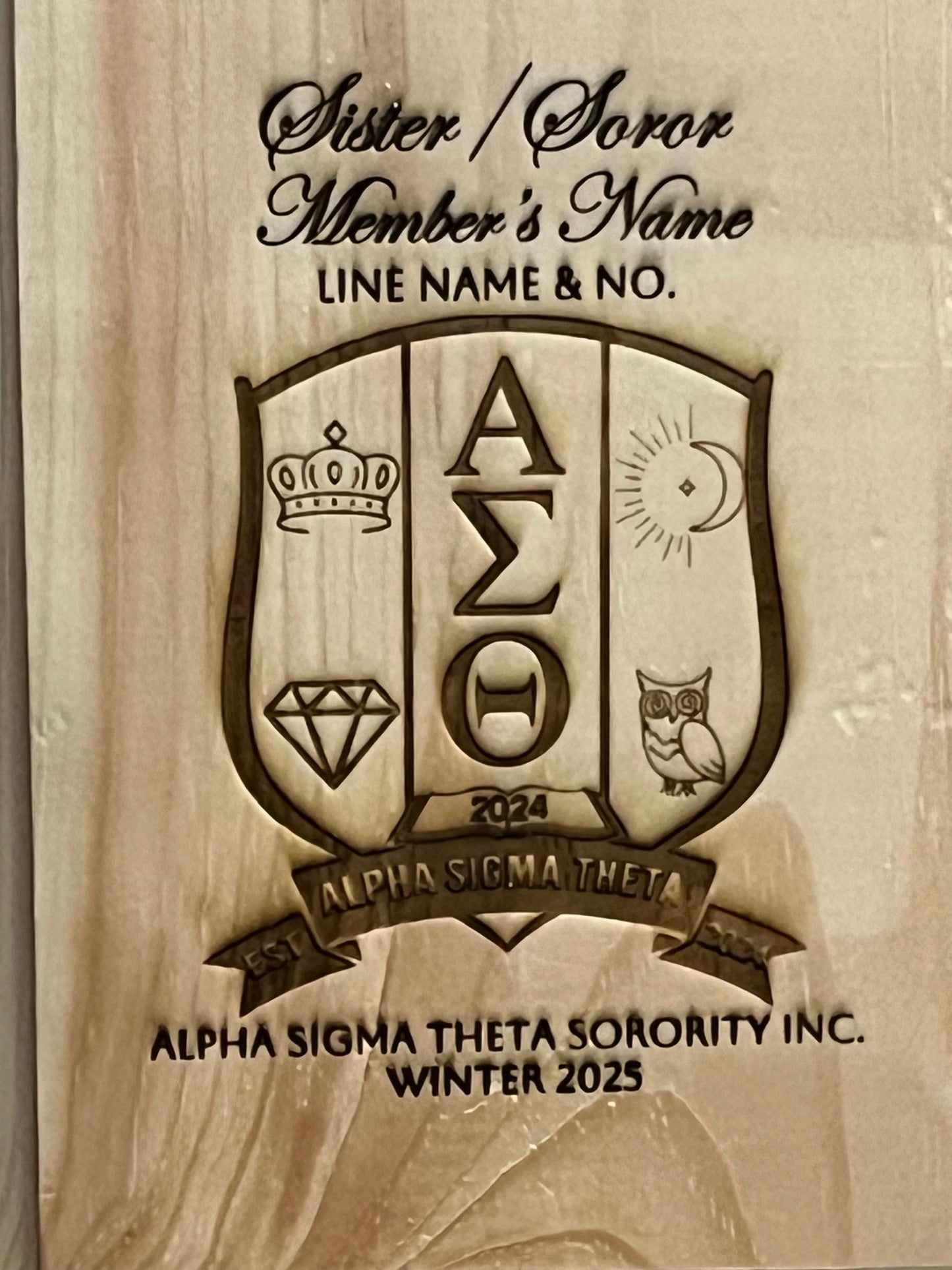 Alpha Sigma Theta Sorority 5x7 Wooden Plaque