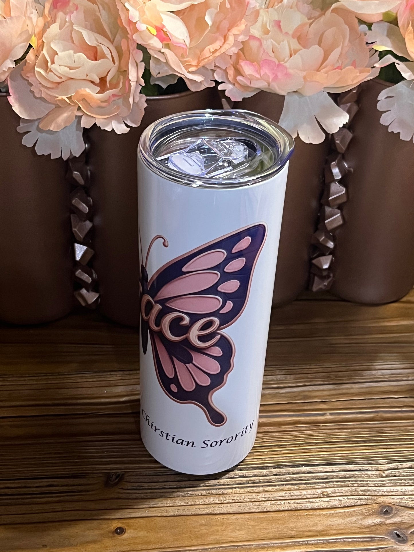Zeta Nu Alpha Christian Sorority Inc 20oz Tumbler "Grace" Butterfly