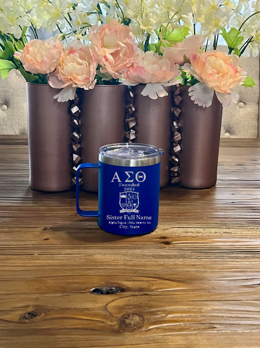 Alpha Sigma Theta Sorority Coffee Mug Personalized Tumbler