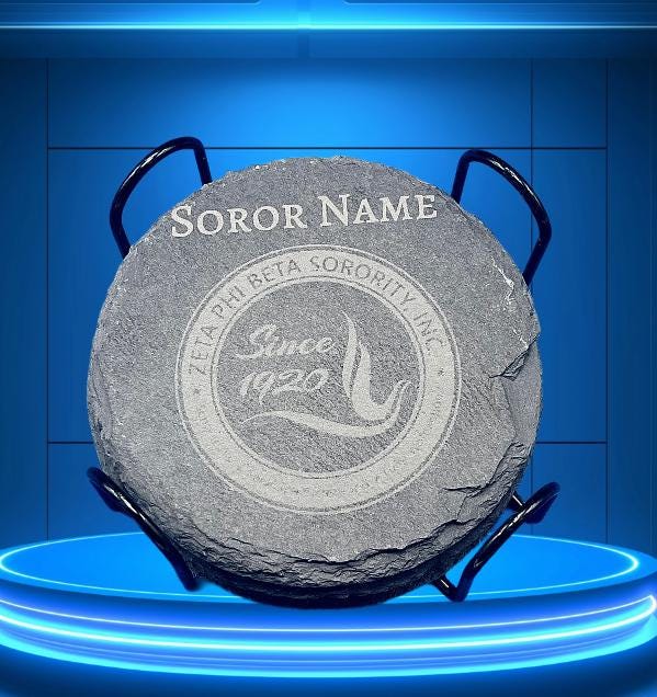 Zeta Phi Beta Engraved Slate Coasters, Sorority Housewarming Gift