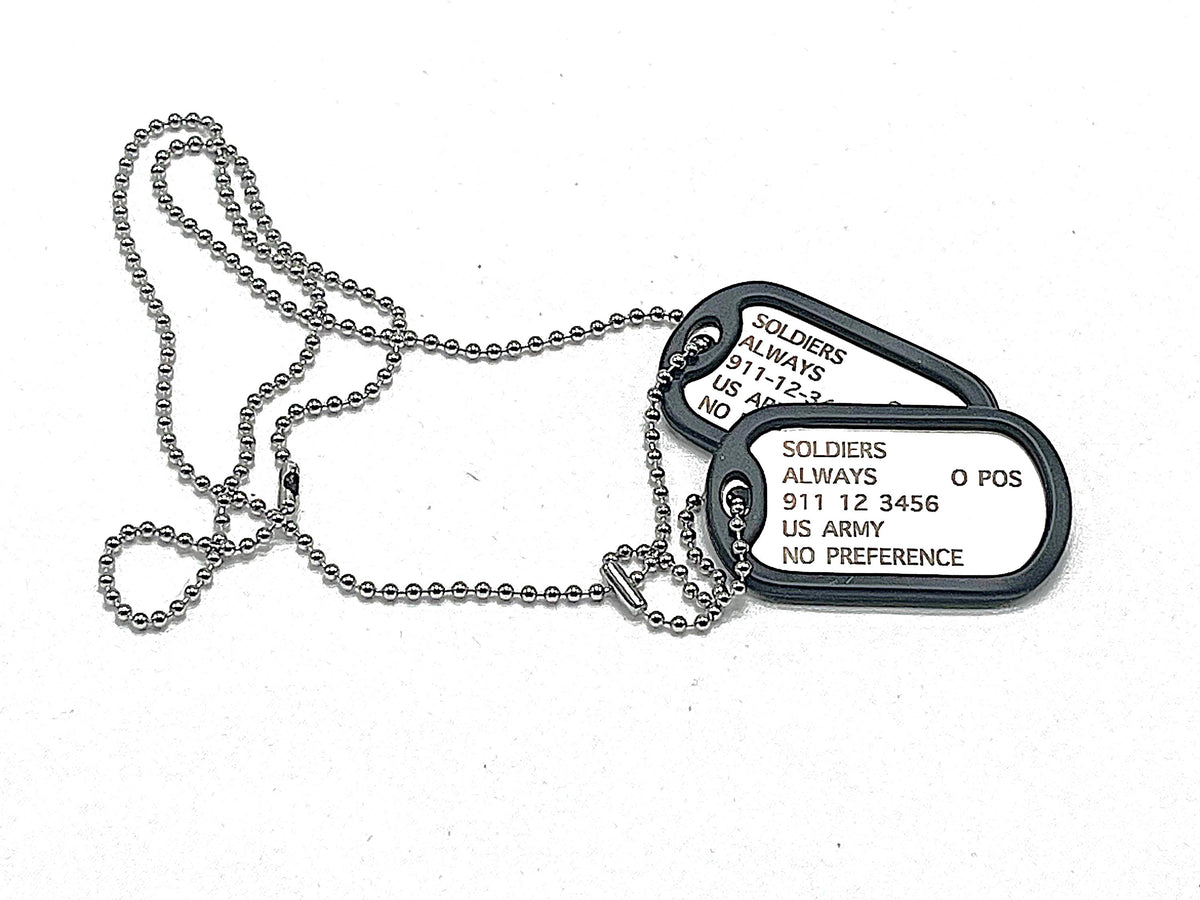 Stainless Steel, US Army, First Responders Dog Tag ID Set, Personalized and Lasered Engraved