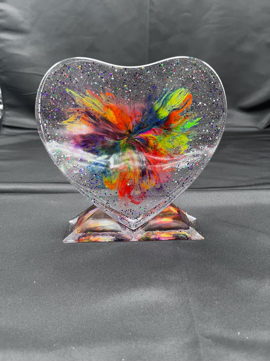 Pride Resin Heart w Stand
