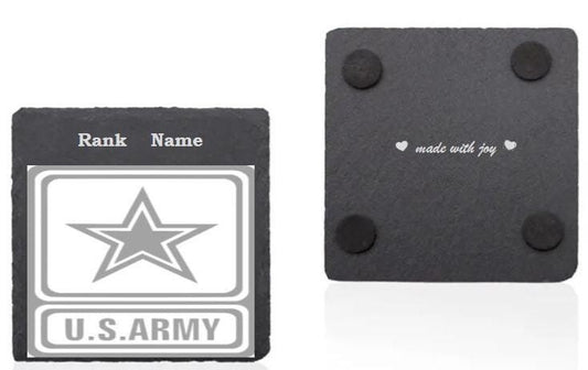 US Army Customized Personalized Engraved Coasters, Round Coaster Set, Housewarming Gift, Anniversary Gift