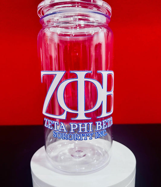 Zeta Phi Beta 16oz Cup with Lid and Straw.