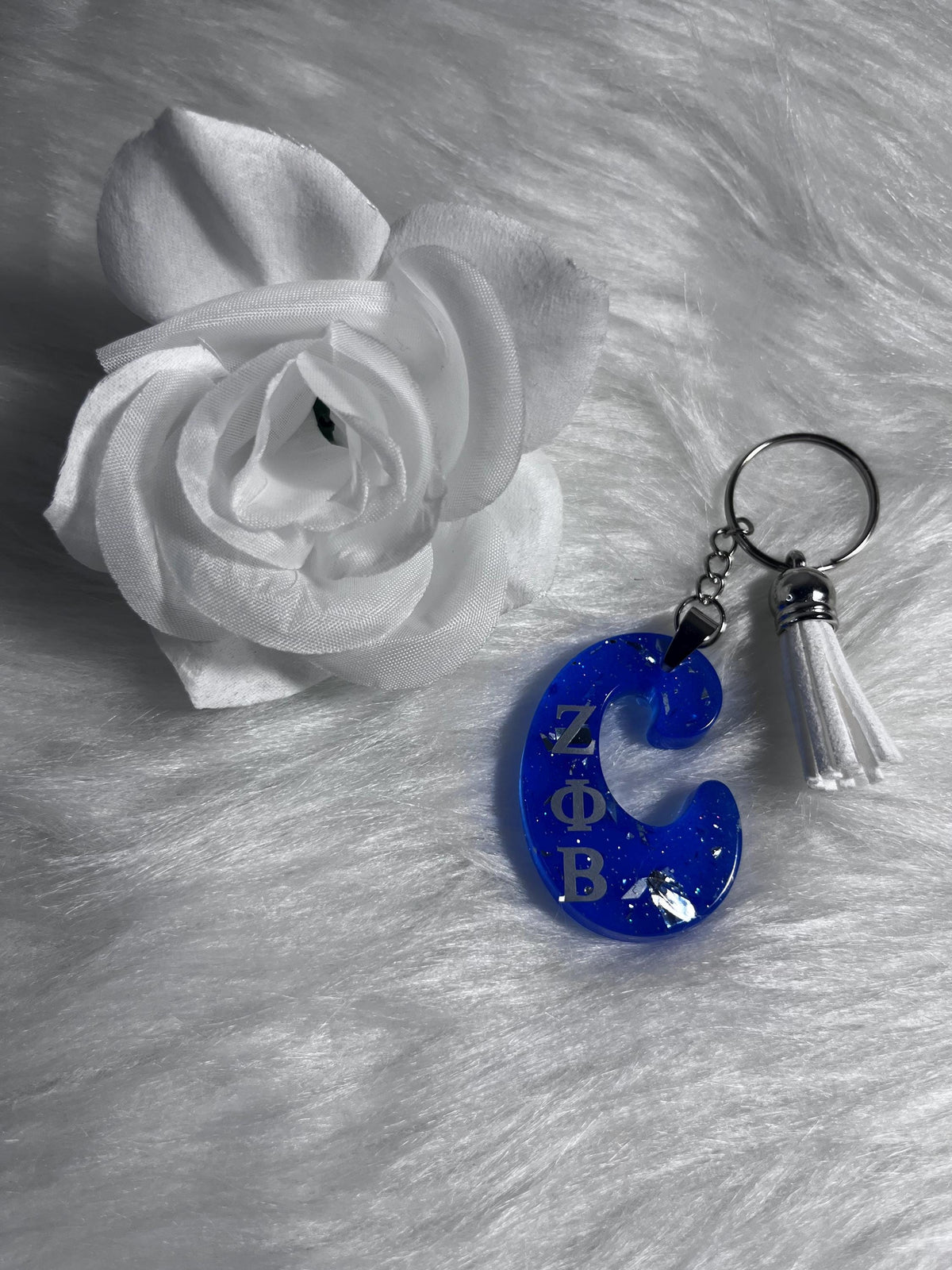 Zeta Phi Beta Alphabet letter Keychain