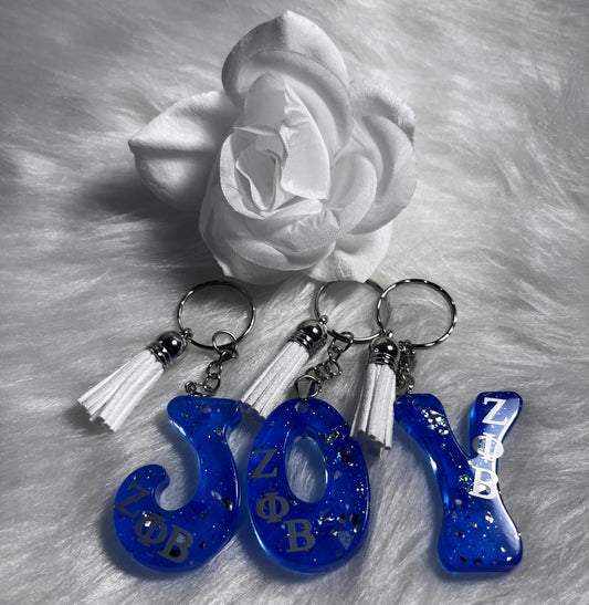 Zeta Phi Beta Alphabet letter Keychain