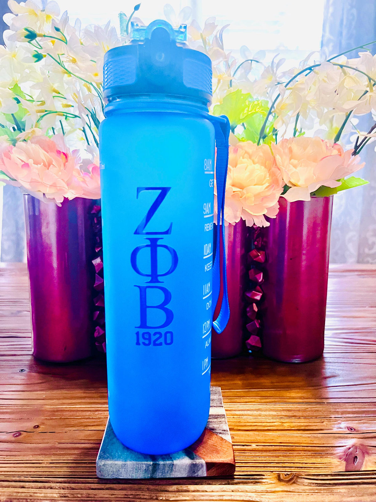 Zeta Phi Beta 32oz Water Bottle with secure lock
