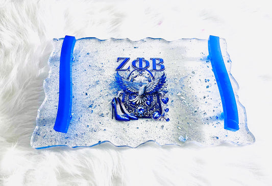 Customize Zeta Phi Beta vanity jewelry and perfume tray.