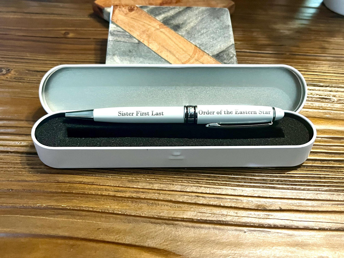 Order of the Eastern Star Engraved Chapter Pen with Case