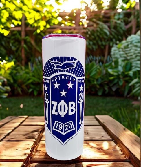 Zeta Phi Beta Shield 20oz Tumbler includes straw and cleaning tool