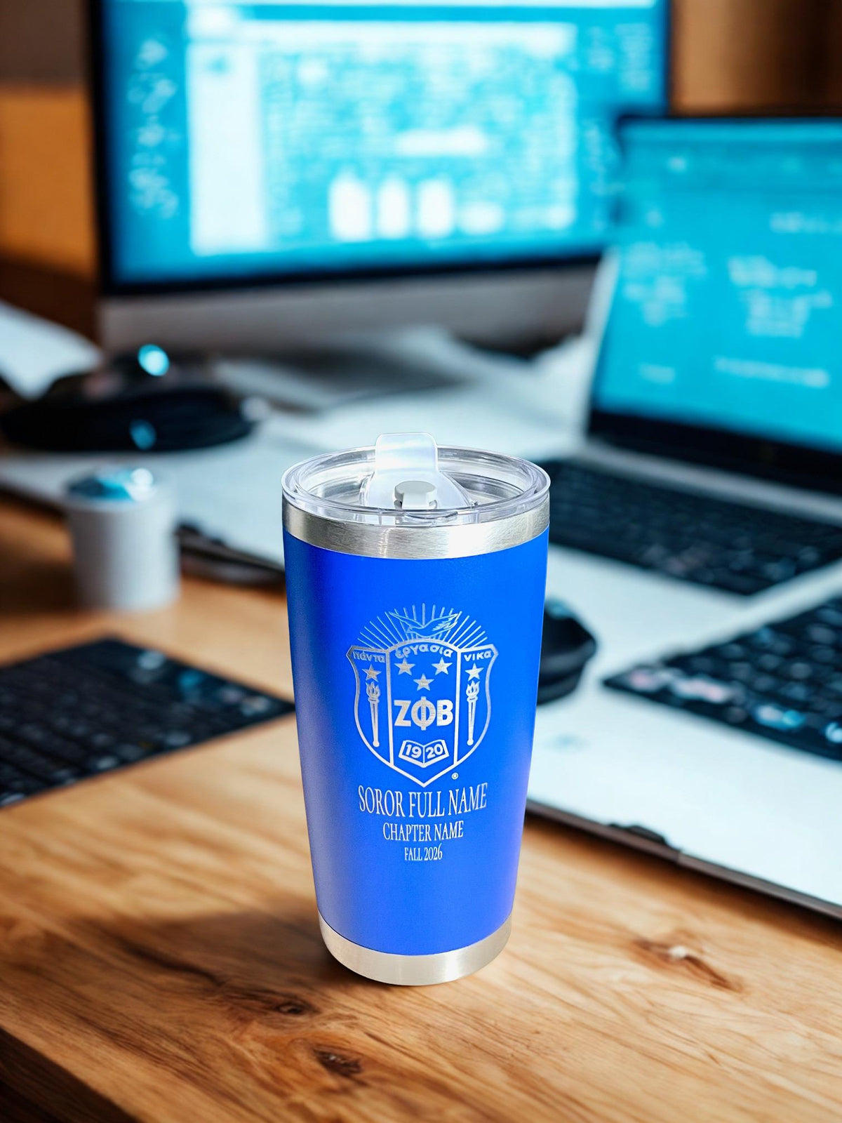 ZOB Custom Laser Engraved Zeta Phi Beta Tumbler 20oz Crest