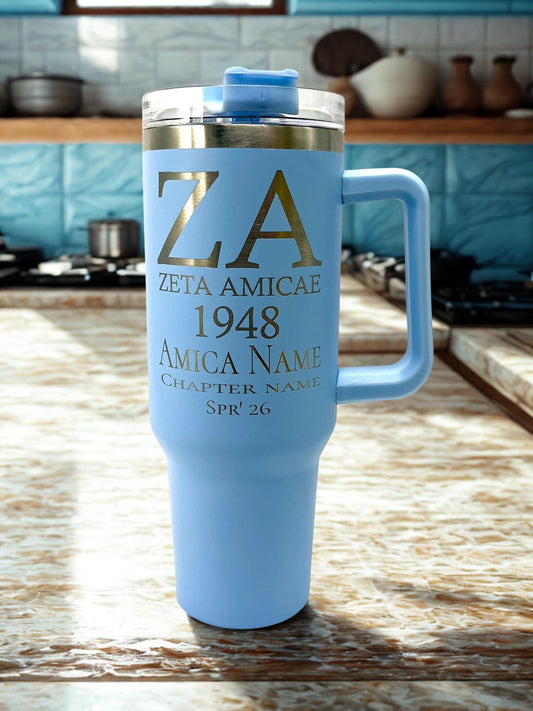 Zeta Amicae Custom Laser Engraved Tumbler 40oz