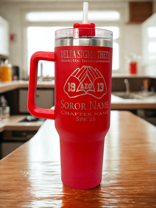 Delta Sigma Theta Custom Laser Engraved Tumbler 40oz Hands 1913