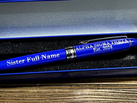 Alpha Sigma Theta Sorority Pen w Case