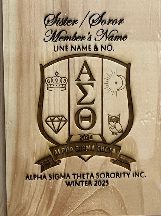 Alpha Sigma Theta Sorority 5x7 Wooden Plaque