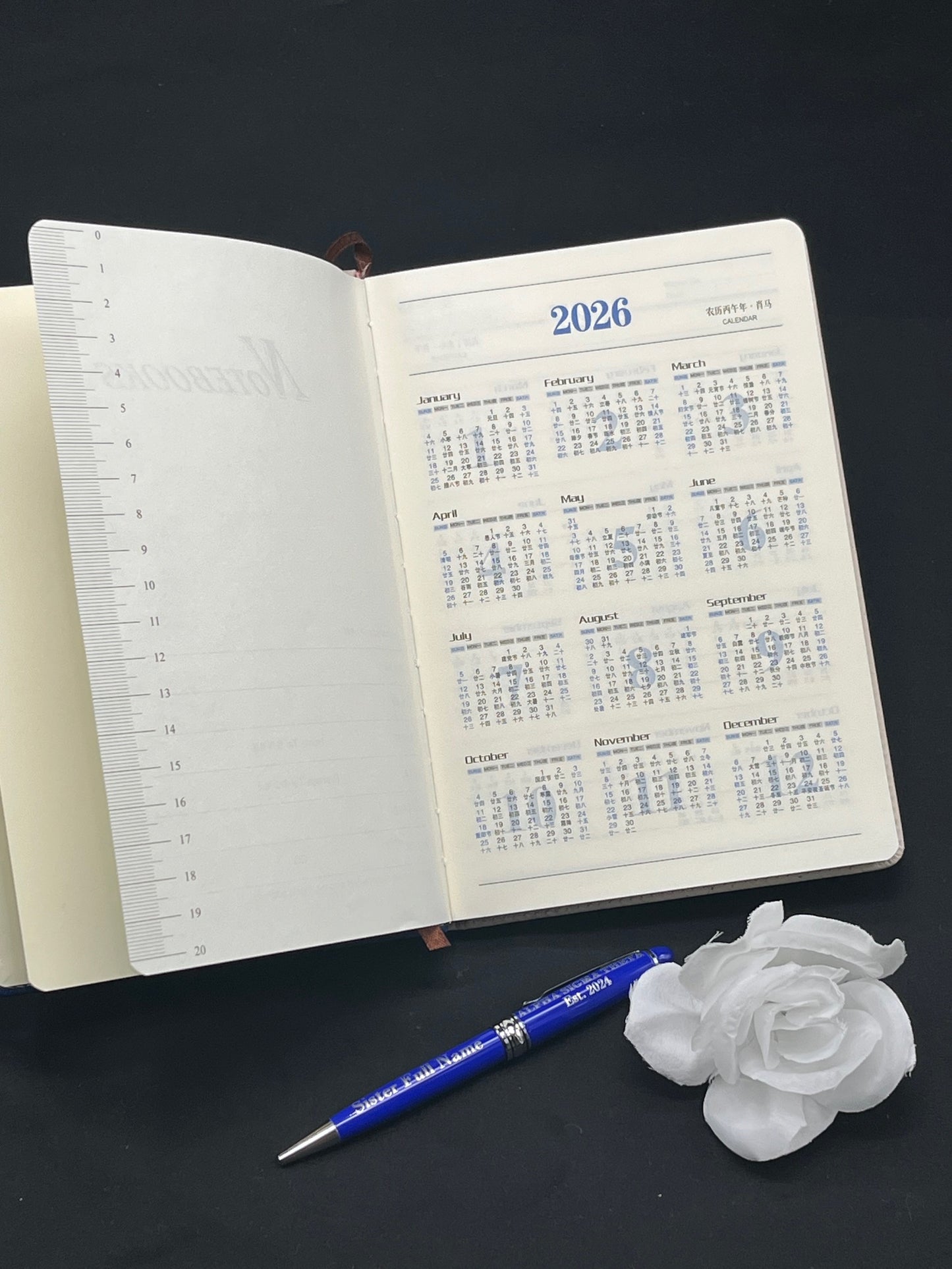 Alpha Sigma Theta Sorority Royal Blue Engraved Journal
