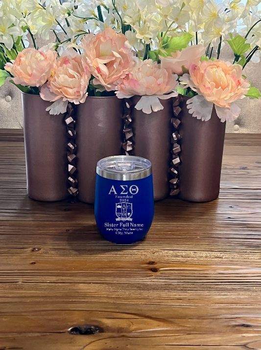 Alpha Sigma Theta Sorority Wine Personalized Tumbler