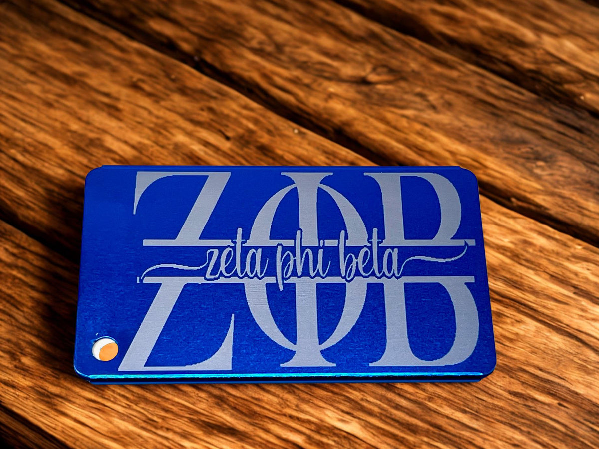 Zeta Phi Beta Laser Cut Metal Luggage Tag: Travel Accessory