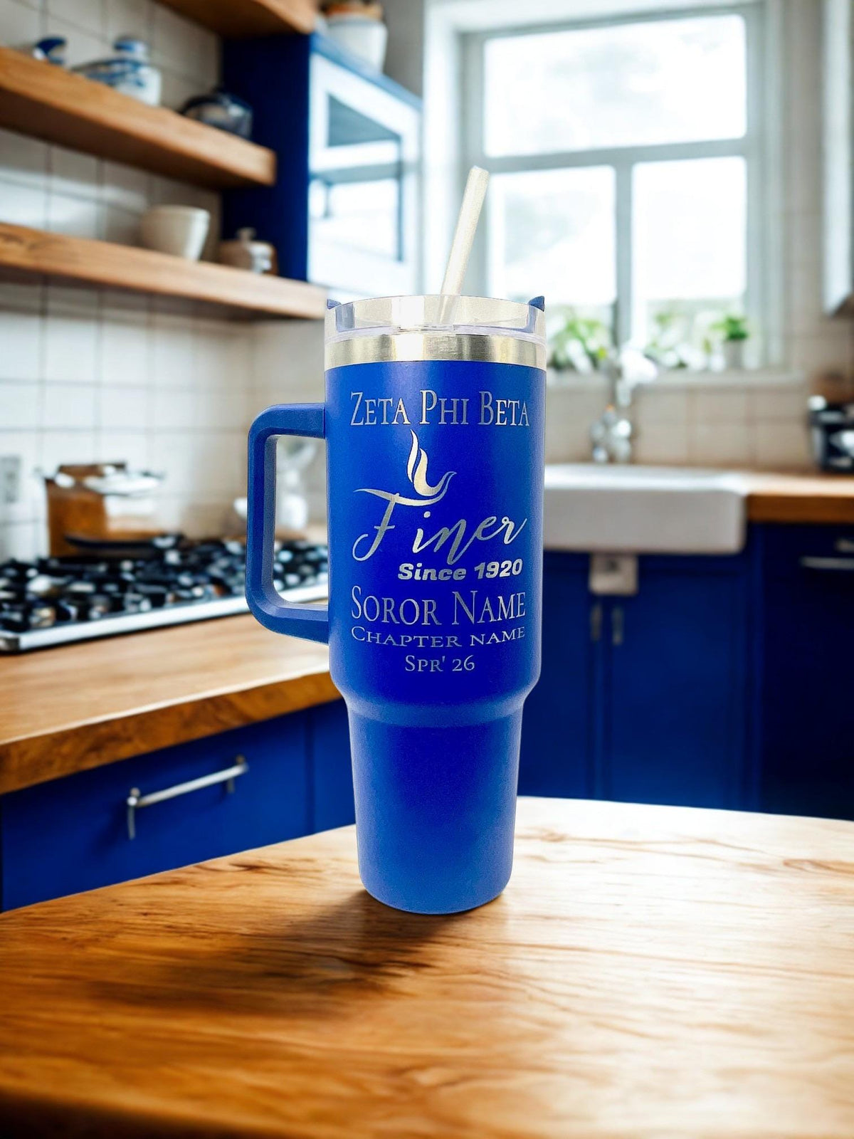 Zeta Phi Beta Tumbler 40oz with Straw Custom Laser Engraved Finer