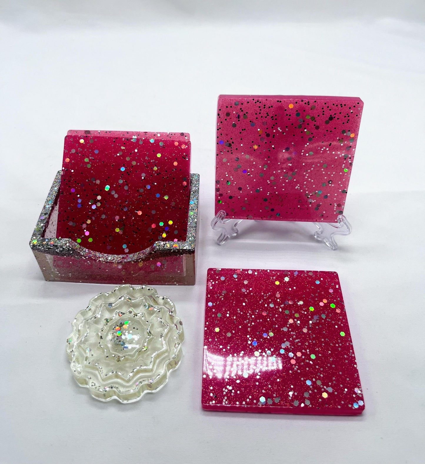 Handmade Resin Coaster Set: Sparkly Home Decor