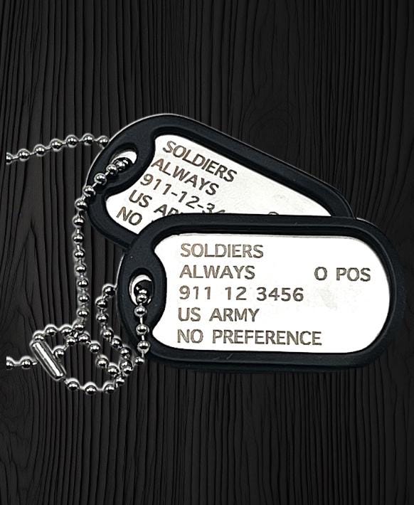 Stainless Steel, US Army, First Responders Dog Tag ID Set, Personalized and Lasered Engraved