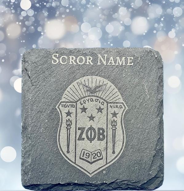 Zeta Phi Beta Engraved Slate Coasters, Sorority Housewarming Gift