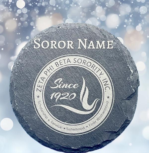 Zeta Phi Beta Engraved Slate Coasters: Sorority Gift Set
