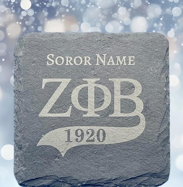 Zeta Phi Beta Engraved Slate Coaster Set, ZOB, Housewarming Gift