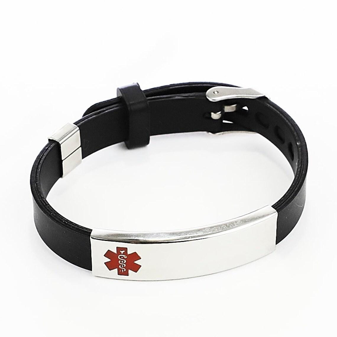 Personalized Laser Engraved Medical ID Bracelet: Adjustable Watch Strap