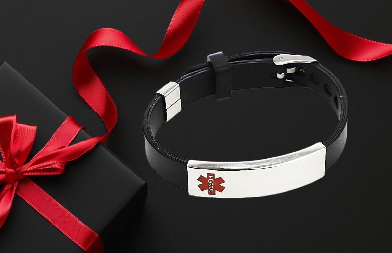 Personalized Laser Engraved Medical ID Bracelet: Adjustable Watch Strap