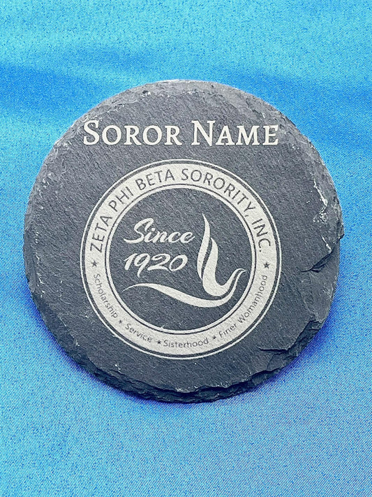 Zeta Phi Beta Engraved Slate Coasters: Sorority Gift Set