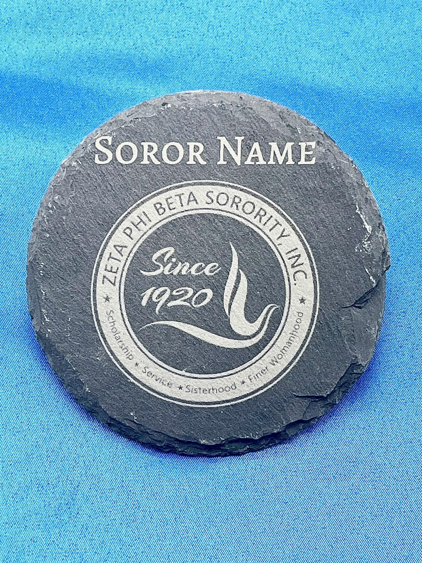 Zeta Phi Beta Engraved Slate Coasters: Sorority Gift Set
