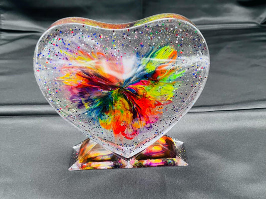 Pride Resin Heart w Stand