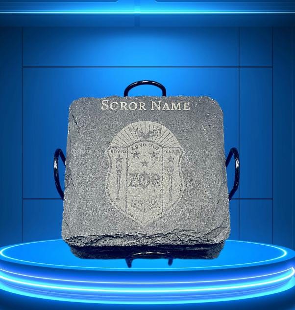 Zeta Phi Beta Engraved Slate Coasters, Sorority Housewarming Gift