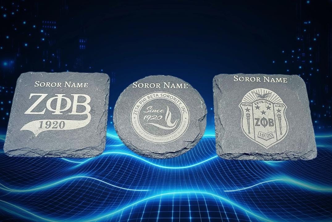 Zeta Phi Beta Engraved Slate Coasters, Sorority Housewarming Gift
