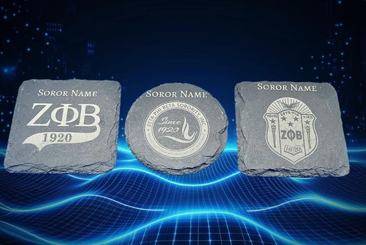 Zeta Phi Beta Engraved Slate Coasters, Sorority Housewarming Gift