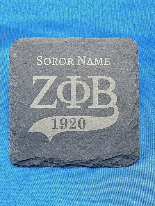 Zeta Phi Beta Engraved Slate Coaster Set, ZOB, Housewarming Gift