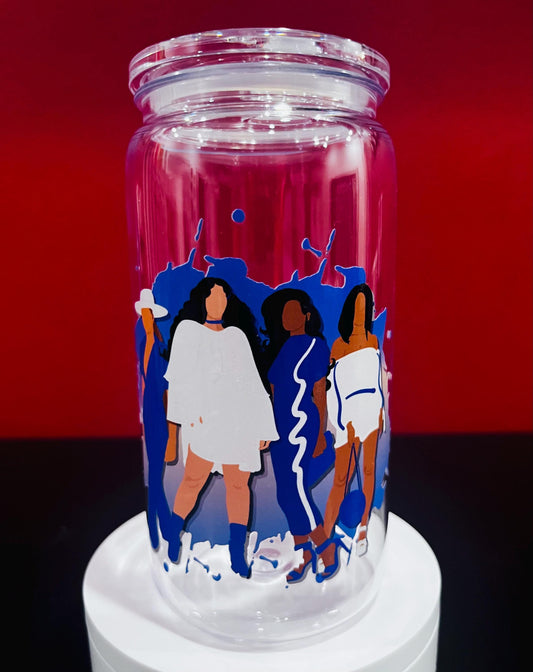 Zeta Phi Beta sisters 16oz Cup with Lid and Straw