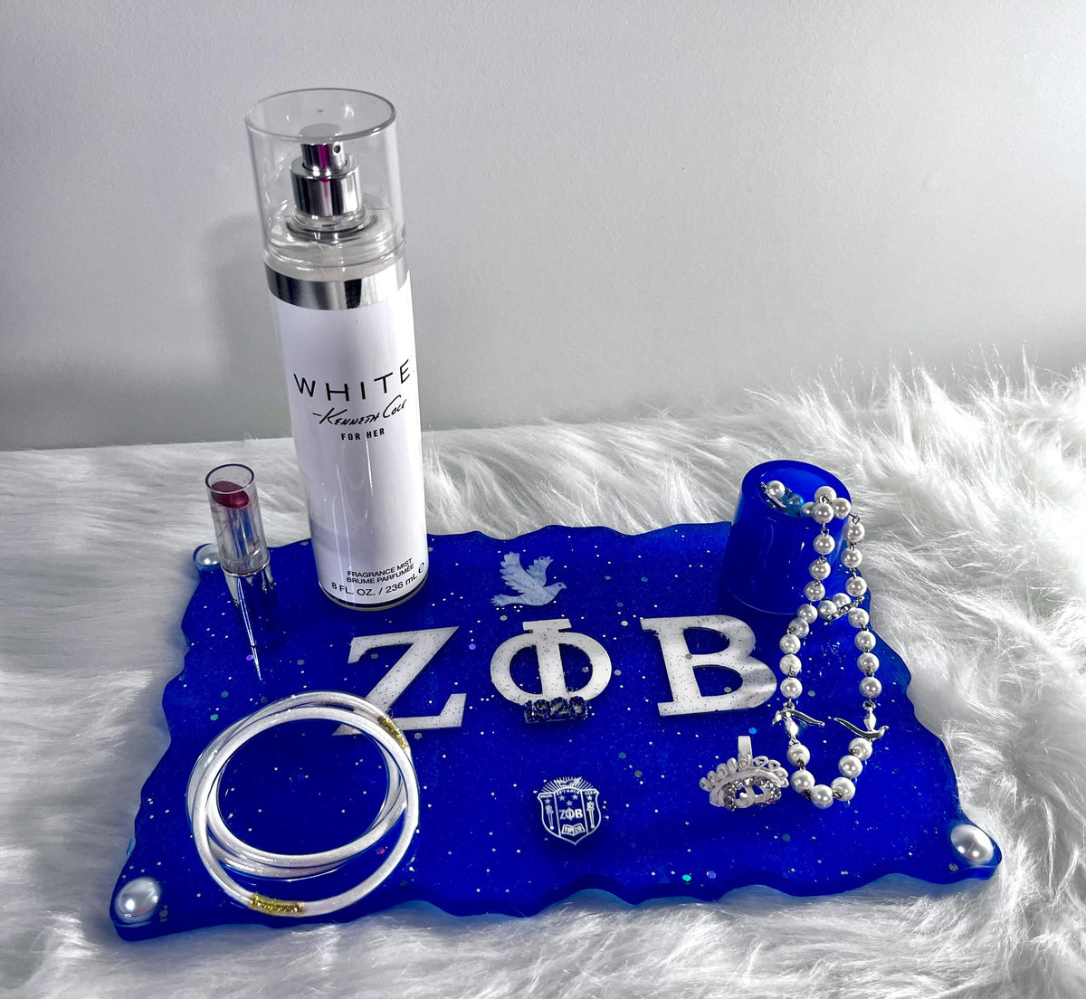 ZOB Customize Zeta Phi Beta vanity jewelry and perfume tray