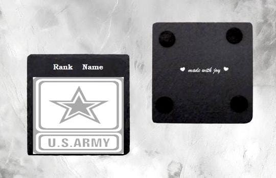 US Army Customized Personalized Engraved Coasters, Round Coaster Set, Housewarming Gift, Anniversary Gift