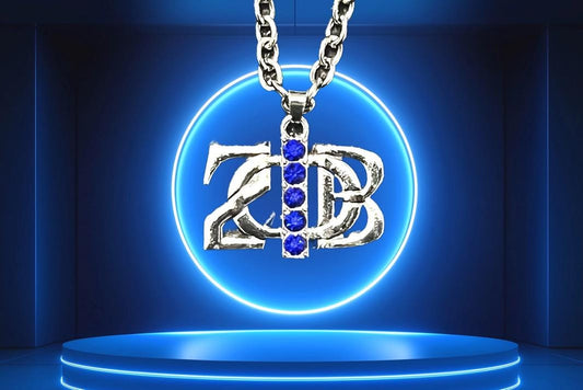Zeta Phi Beta Silver Necklace with Blue Stones