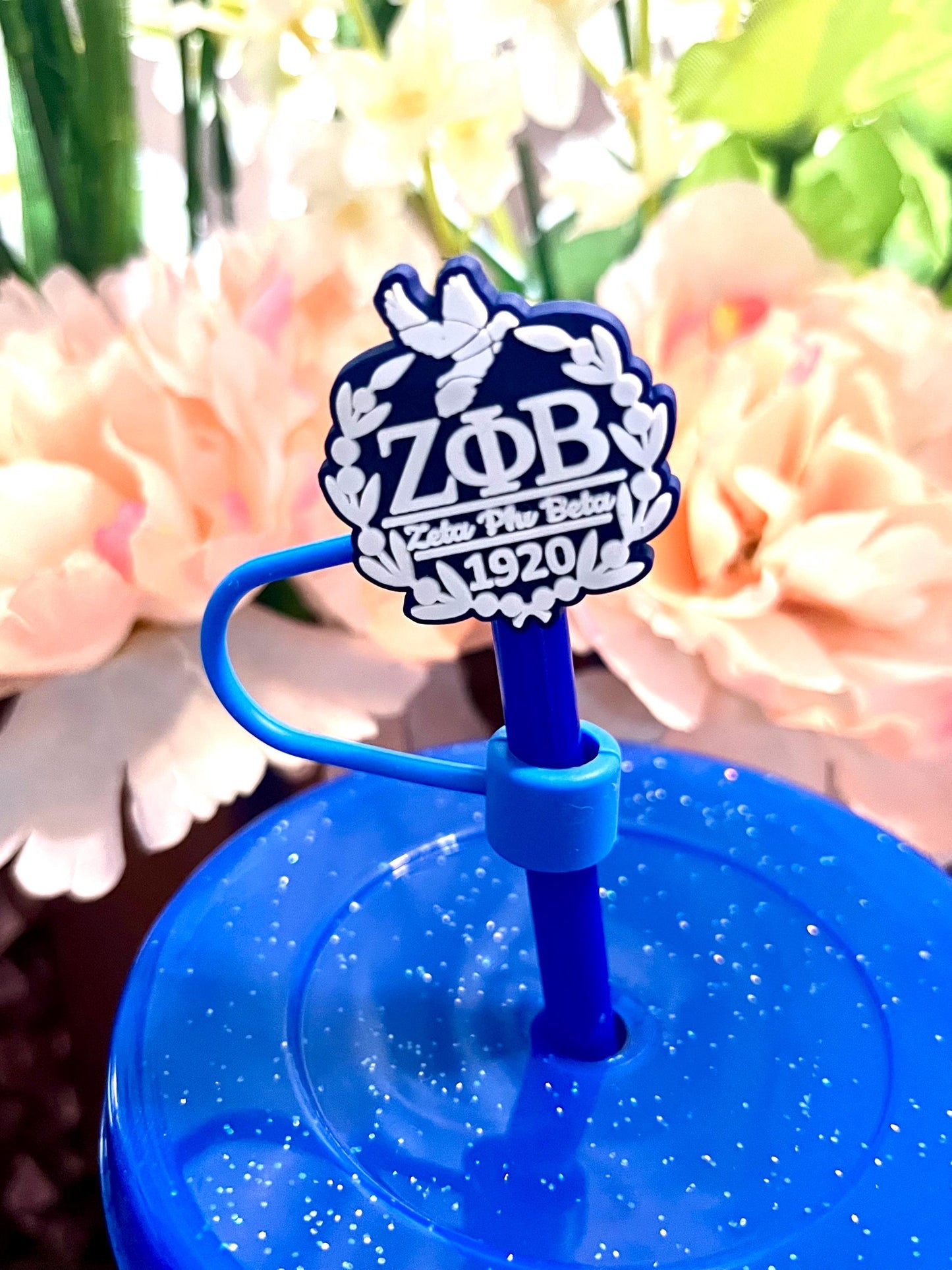 Zeta Phi Beta Hand 24oz  Cup with Lid and Straw Cover