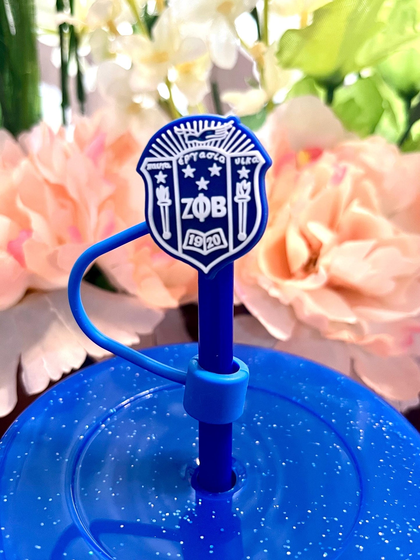 Zeta Phi Beta Hand 24oz  Cup with Lid and Straw Cover