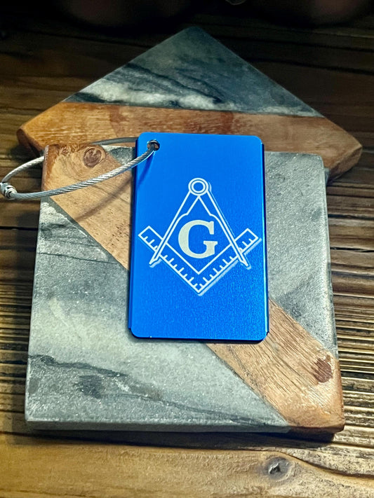 Masonic Metal Laser Luggage Tag: Traveling Suitcase Tag