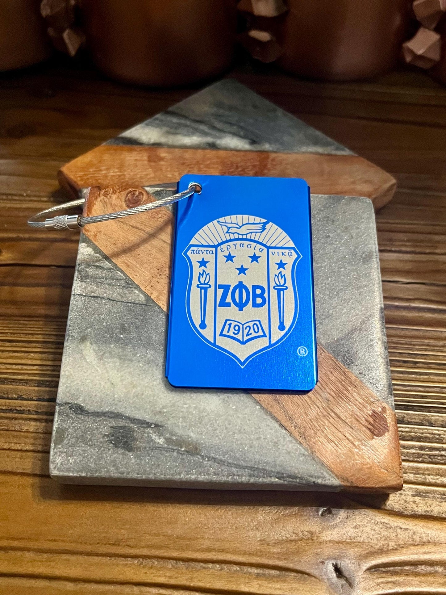 Zeta Phi Beta Laser Cut Metal Luggage Tag: Travel Accessory