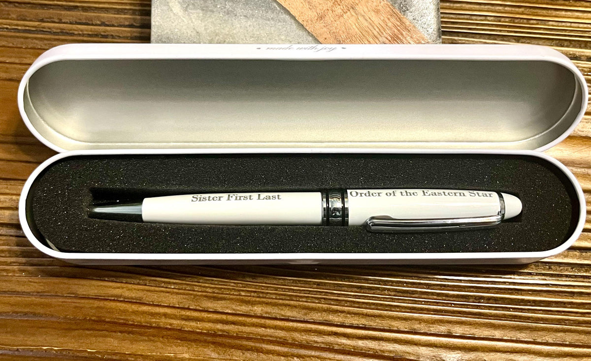 Order of the Eastern Star Engraved Chapter Pen with Case