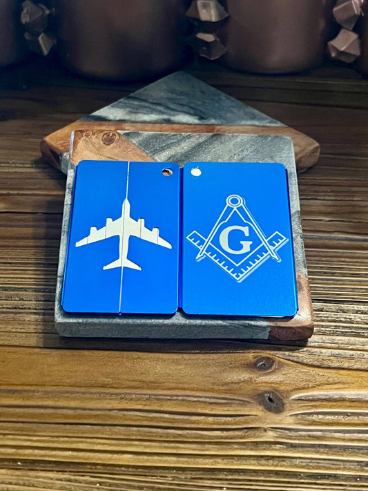 Masonic Metal Laser Luggage Tag