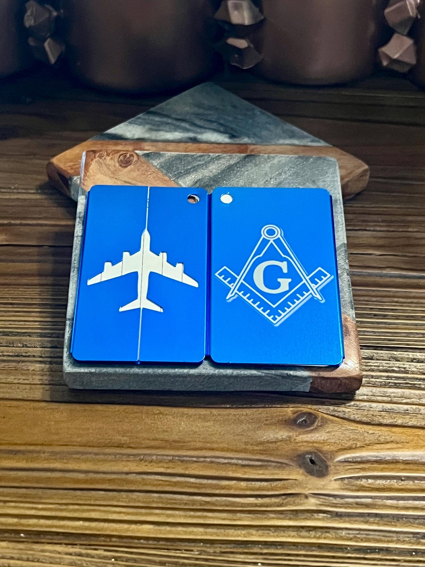 Masonic Metal Laser Luggage Tag: Traveling Suitcase Tag